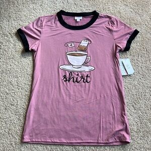 Lularoe Liv top short sleeve shirt tea pink black size medium